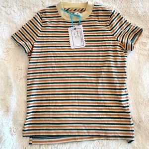 Madewell retro tee in stripe (green/orange/white)